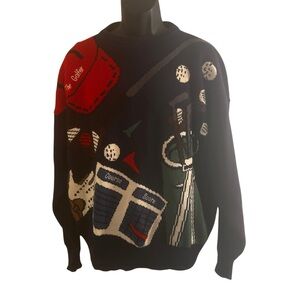 Hathaway vintage pullover knit sweater men’s size XL golf blue  red 100% cotton